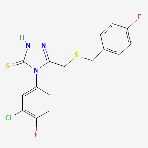 molecular formula C16H12ClF2N3S2 B4719055 4-(3-chloro-4-fluorophenyl)-5-{[(4-fluorobenzyl)thio]methyl}-4H-1,2,4-triazole-3-thiol 