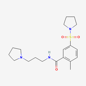 molecular formula C19H29N3O3S B4719061 2-methyl-N-[3-(1-pyrrolidinyl)propyl]-5-(1-pyrrolidinylsulfonyl)benzamide 