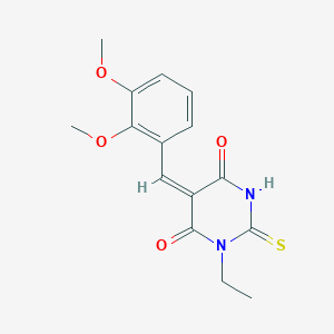 molecular formula C15H16N2O4S B4719064 5-(2,3-dimethoxybenzylidene)-1-ethyl-2-thioxodihydro-4,6(1H,5H)-pyrimidinedione 