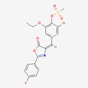 molecular formula C19H15BrFNO6S B4719081 2-bromo-6-ethoxy-4-{[2-(4-fluorophenyl)-5-oxo-1,3-oxazol-4(5H)-ylidene]methyl}phenyl methanesulfonate 