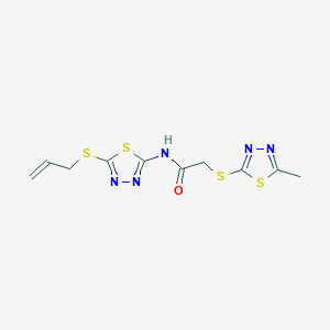 molecular formula C10H11N5OS4 B4719117 N-[5-(allylthio)-1,3,4-thiadiazol-2-yl]-2-[(5-methyl-1,3,4-thiadiazol-2-yl)thio]acetamide 