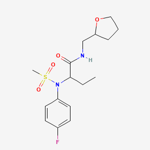 molecular formula C16H23FN2O4S B4719140 2-[(4-fluorophenyl)(methylsulfonyl)amino]-N-(tetrahydro-2-furanylmethyl)butanamide 