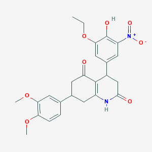 molecular formula C25H26N2O8 B4719167 7-(3,4-dimethoxyphenyl)-4-(3-ethoxy-4-hydroxy-5-nitrophenyl)-4,6,7,8-tetrahydro-2,5(1H,3H)-quinolinedione 