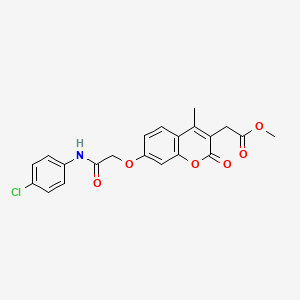 molecular formula C21H18ClNO6 B4719236 methyl (7-{2-[(4-chlorophenyl)amino]-2-oxoethoxy}-4-methyl-2-oxo-2H-chromen-3-yl)acetate 