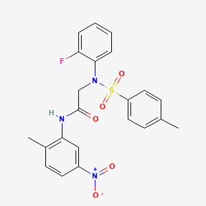 molecular formula C22H20FN3O5S B4719237 N~2~-(2-fluorophenyl)-N~1~-(2-methyl-5-nitrophenyl)-N~2~-[(4-methylphenyl)sulfonyl]glycinamide 