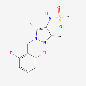 molecular formula C13H15ClFN3O2S B4719256 N-[1-(2-chloro-6-fluorobenzyl)-3,5-dimethyl-1H-pyrazol-4-yl]methanesulfonamide 