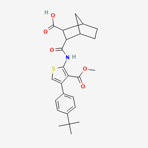 molecular formula C25H29NO5S B4719268 3-({[4-(4-tert-butylphenyl)-3-(methoxycarbonyl)-2-thienyl]amino}carbonyl)bicyclo[2.2.1]heptane-2-carboxylic acid 