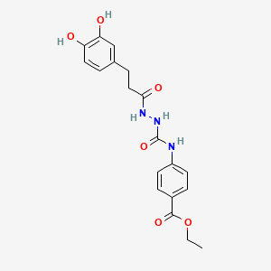 molecular formula C19H21N3O6 B4719307 ethyl 4-[({2-[3-(3,4-dihydroxyphenyl)propanoyl]hydrazino}carbonyl)amino]benzoate 