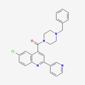 molecular formula C26H23ClN4O B4719313 4-[(4-benzyl-1-piperazinyl)carbonyl]-6-chloro-2-(3-pyridinyl)quinoline 