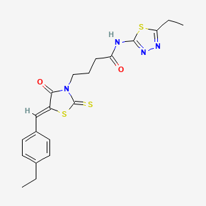 molecular formula C20H22N4O2S3 B4719345 4-[5-(4-ethylbenzylidene)-4-oxo-2-thioxo-1,3-thiazolidin-3-yl]-N-(5-ethyl-1,3,4-thiadiazol-2-yl)butanamide 