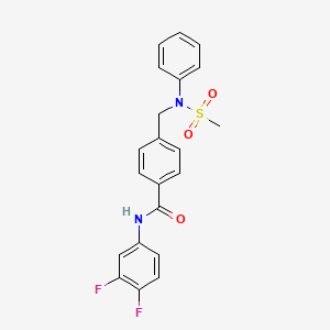 molecular formula C21H18F2N2O3S B4719359 N-(3,4-difluorophenyl)-4-{[(methylsulfonyl)(phenyl)amino]methyl}benzamide 