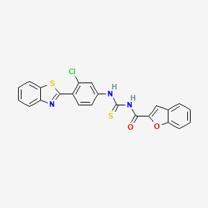 molecular formula C23H14ClN3O2S2 B4719416 N-({[4-(1,3-benzothiazol-2-yl)-3-chlorophenyl]amino}carbonothioyl)-1-benzofuran-2-carboxamide 