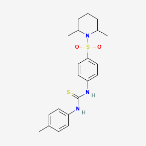 molecular formula C21H27N3O2S2 B4719446 N-{4-[(2,6-dimethyl-1-piperidinyl)sulfonyl]phenyl}-N'-(4-methylphenyl)thiourea 
