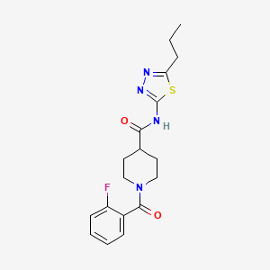 molecular formula C18H21FN4O2S B4719459 1-(2-fluorobenzoyl)-N-(5-propyl-1,3,4-thiadiazol-2-yl)-4-piperidinecarboxamide 