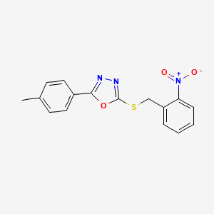 molecular formula C16H13N3O3S B4719467 2-(4-methylphenyl)-5-[(2-nitrobenzyl)thio]-1,3,4-oxadiazole 