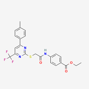 molecular formula C23H20F3N3O3S B4719510 ethyl 4-[({[4-(4-methylphenyl)-6-(trifluoromethyl)-2-pyrimidinyl]thio}acetyl)amino]benzoate 