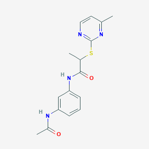 molecular formula C16H18N4O2S B4719591 N-[3-(acetylamino)phenyl]-2-[(4-methyl-2-pyrimidinyl)thio]propanamide 