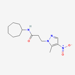 molecular formula C14H22N4O3 B4719647 N-cycloheptyl-3-(5-methyl-4-nitro-1H-pyrazol-1-yl)propanamide 