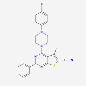 4-[4-(4-fluorophenyl)-1-piperazinyl]-5-methyl-2-phenylthieno[2,3-d]pyrimidine-6-carbonitrile