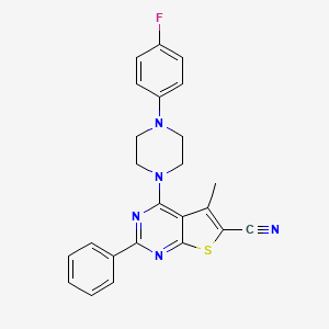 molecular formula C24H20FN5S B4719673 4-[4-(4-fluorophenyl)-1-piperazinyl]-5-methyl-2-phenylthieno[2,3-d]pyrimidine-6-carbonitrile 