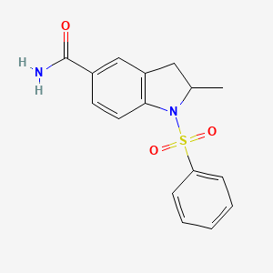 molecular formula C16H16N2O3S B4719678 2-methyl-1-(phenylsulfonyl)-5-indolinecarboxamide 