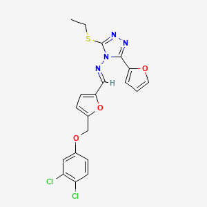 molecular formula C20H16Cl2N4O3S B4719697 N-({5-[(3,4-dichlorophenoxy)methyl]-2-furyl}methylene)-3-(ethylthio)-5-(2-furyl)-4H-1,2,4-triazol-4-amine 