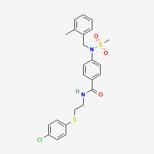 molecular formula C24H25ClN2O3S2 B4719730 N-{2-[(4-chlorophenyl)thio]ethyl}-4-[(2-methylbenzyl)(methylsulfonyl)amino]benzamide 