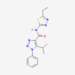 molecular formula C16H18N6OS B4719737 N-(5-ethyl-1,3,4-thiadiazol-2-yl)-5-isopropyl-1-phenyl-1H-1,2,3-triazole-4-carboxamide 