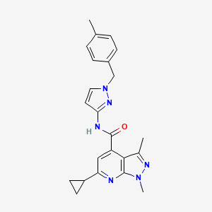 molecular formula C23H24N6O B4719761 6-cyclopropyl-1,3-dimethyl-N-[1-(4-methylbenzyl)-1H-pyrazol-3-yl]-1H-pyrazolo[3,4-b]pyridine-4-carboxamide 