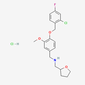 molecular formula C20H24Cl2FNO3 B4719791 {4-[(2-chloro-4-fluorobenzyl)oxy]-3-methoxybenzyl}(tetrahydro-2-furanylmethyl)amine hydrochloride 