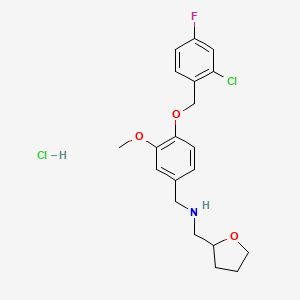 molecular formula C20H24Cl2FNO3 B4719791 N-[[4-[(2-chloro-4-fluorophenyl)methoxy]-3-methoxyphenyl]methyl]-1-(oxolan-2-yl)methanamine;hydrochloride 