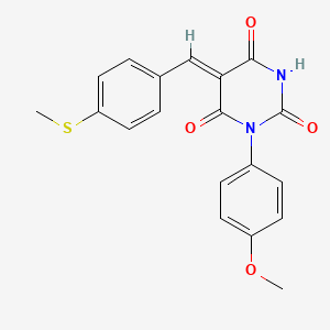 molecular formula C19H16N2O4S B4719829 (5Z)-1-(4-methoxyphenyl)-5-[(4-methylsulfanylphenyl)methylidene]-1,3-diazinane-2,4,6-trione 