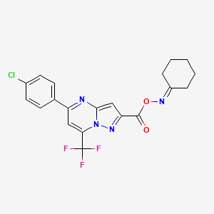 molecular formula C20H16ClF3N4O2 B4719857 [5-(4-Chlorophenyl)-7-(trifluoromethyl)pyrazolo[1,5-a]pyrimidin-2-yl][(cyclohexylideneamino)oxy]methanone 