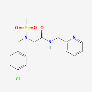 molecular formula C16H18ClN3O3S B4719885 N~2~-(4-chlorobenzyl)-N~2~-(methylsulfonyl)-N~1~-(2-pyridinylmethyl)glycinamide 