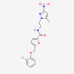 molecular formula C18H17ClN4O5 B4719894 5-[(2-chlorophenoxy)methyl]-N-[2-(5-methyl-3-nitro-1H-pyrazol-1-yl)ethyl]-2-furamide 