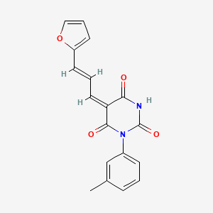 molecular formula C18H14N2O4 B4719957 (5E)-5-[(2E)-3-(FURAN-2-YL)PROP-2-EN-1-YLIDENE]-1-(3-METHYLPHENYL)-1,3-DIAZINANE-2,4,6-TRIONE 