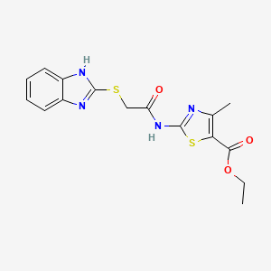 molecular formula C16H16N4O3S2 B4720032 ethyl 2-{[(1H-benzimidazol-2-ylthio)acetyl]amino}-4-methyl-1,3-thiazole-5-carboxylate 