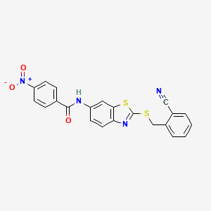 molecular formula C22H14N4O3S2 B4720037 N-{2-[(2-cyanobenzyl)thio]-1,3-benzothiazol-6-yl}-4-nitrobenzamide 