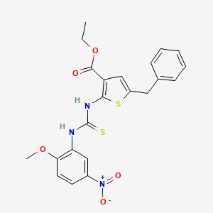 molecular formula C22H21N3O5S2 B4720085 ethyl 5-benzyl-2-({[(2-methoxy-5-nitrophenyl)amino]carbonothioyl}amino)-3-thiophenecarboxylate 