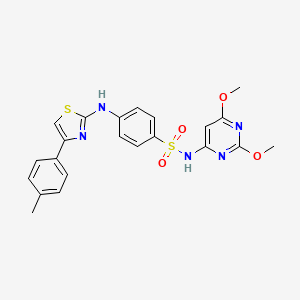 molecular formula C22H21N5O4S2 B4720094 N-(2,6-dimethoxy-4-pyrimidinyl)-4-{[4-(4-methylphenyl)-1,3-thiazol-2-yl]amino}benzenesulfonamide 