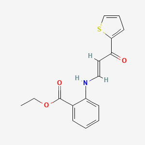 molecular formula C16H15NO3S B4720095 ethyl 2-{[3-oxo-3-(2-thienyl)-1-propen-1-yl]amino}benzoate 