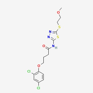 molecular formula C15H17Cl2N3O3S2 B4720103 4-(2,4-dichlorophenoxy)-N-{5-[(2-methoxyethyl)thio]-1,3,4-thiadiazol-2-yl}butanamide 