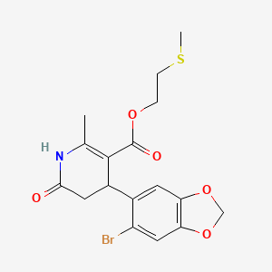 molecular formula C17H18BrNO5S B4720107 2-(methylthio)ethyl 4-(6-bromo-1,3-benzodioxol-5-yl)-2-methyl-6-oxo-1,4,5,6-tetrahydro-3-pyridinecarboxylate 