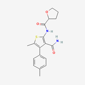 molecular formula C18H20N2O3S B4720159 N-[3-(aminocarbonyl)-5-methyl-4-(4-methylphenyl)-2-thienyl]tetrahydro-2-furancarboxamide 