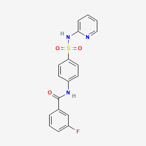 molecular formula C18H14FN3O3S B4720190 3-fluoro-N-{4-[(2-pyridinylamino)sulfonyl]phenyl}benzamide 