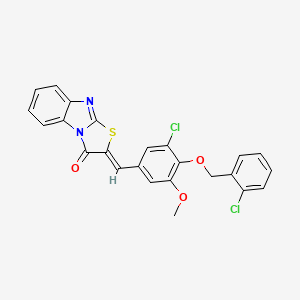 molecular formula C24H16Cl2N2O3S B4720197 2-{3-chloro-4-[(2-chlorobenzyl)oxy]-5-methoxybenzylidene}[1,3]thiazolo[3,2-a]benzimidazol-3(2H)-one 
