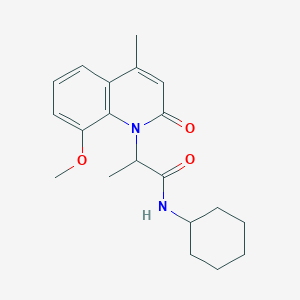 molecular formula C20H26N2O3 B4720204 N-cyclohexyl-2-(8-methoxy-4-methyl-2-oxo-1(2H)-quinolinyl)propanamide 