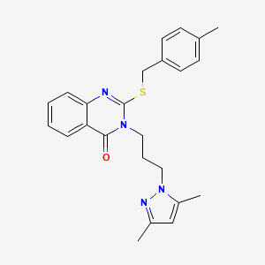 molecular formula C24H26N4OS B4720207 3-[3-(3,5-dimethyl-1H-pyrazol-1-yl)propyl]-2-[(4-methylbenzyl)thio]-4(3H)-quinazolinone 