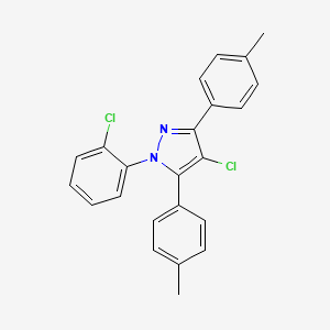 molecular formula C23H18Cl2N2 B4720229 4-chloro-1-(2-chlorophenyl)-3,5-bis(4-methylphenyl)-1H-pyrazole 