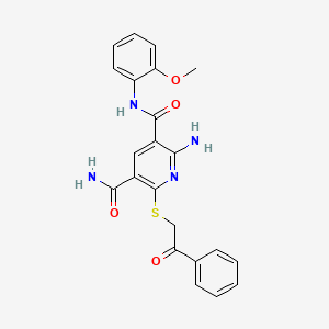 molecular formula C22H20N4O4S B4720252 2-amino-N-(2-methoxyphenyl)-6-[(2-oxo-2-phenylethyl)thio]-3,5-pyridinedicarboxamide 